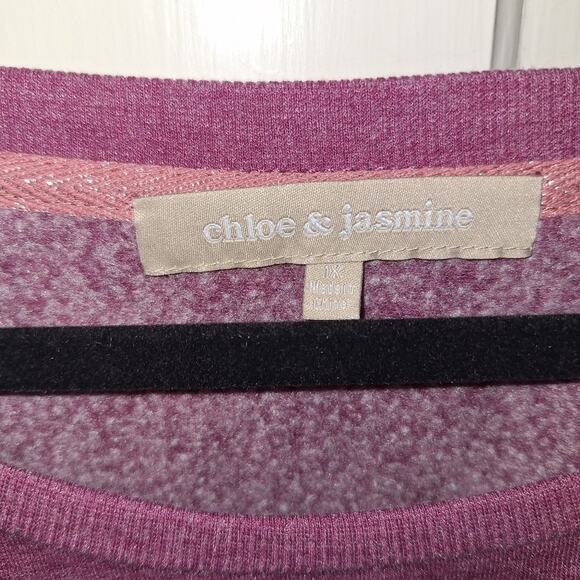 Chloe & Jasmine Purple Lightweight Sweatshirt 1X Soft Lounge Night Fall Winter - Picture 5 of 6